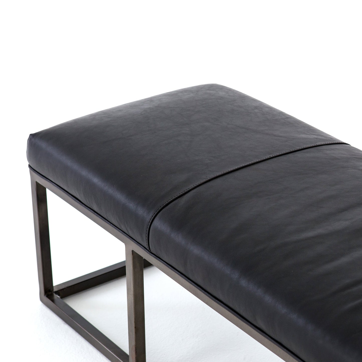 Banc en cuir noir Beaumont
