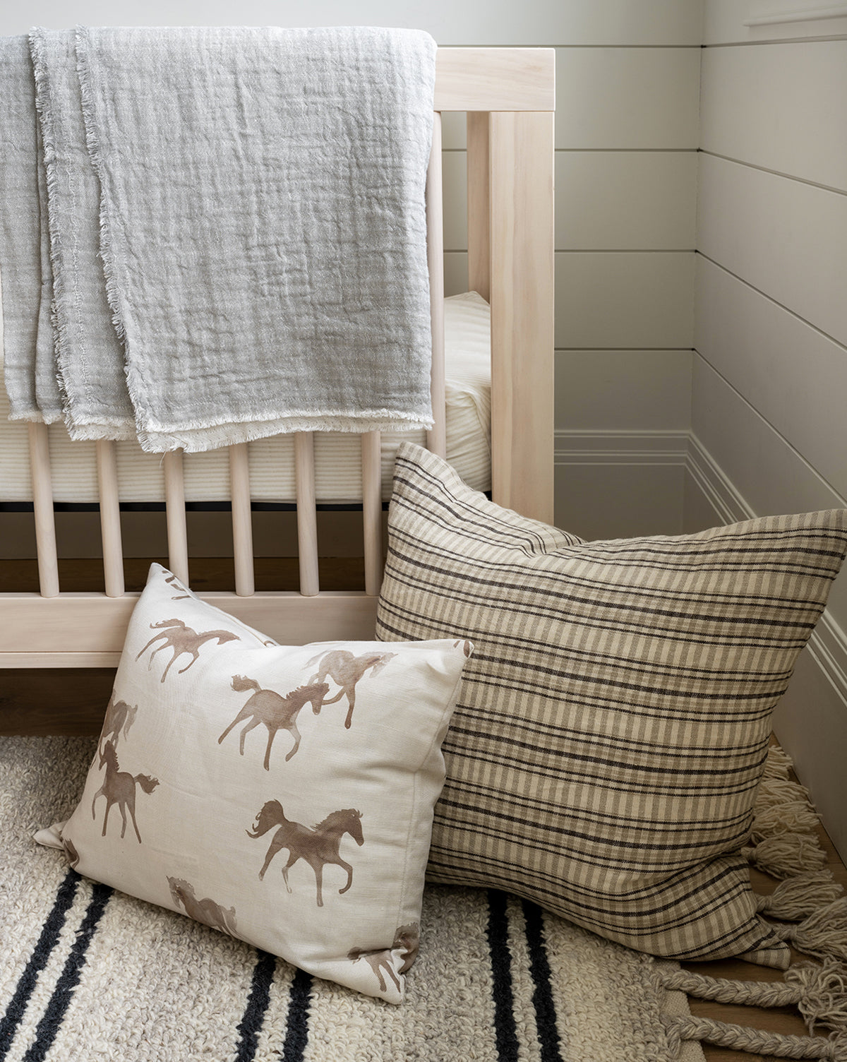 Housse de coussin chevaux aquarelle