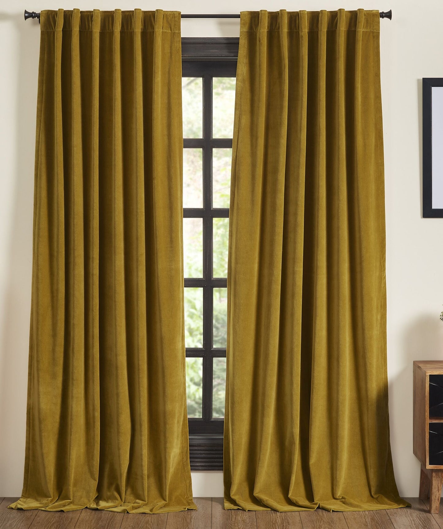 Panneau de draperie en velours Stella - Chartreuse