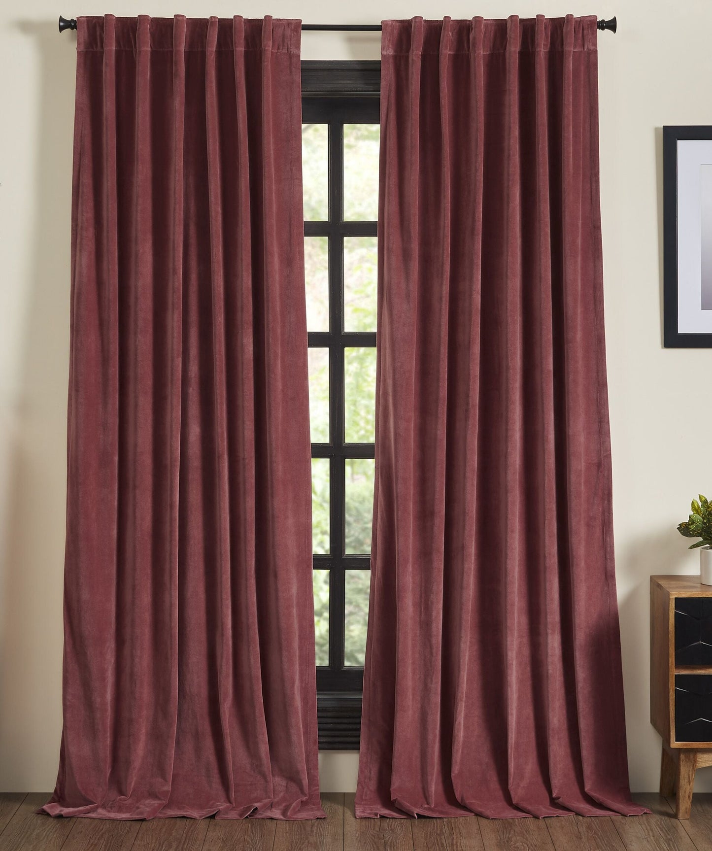 Panneau de draperie en velours Stella - Rose