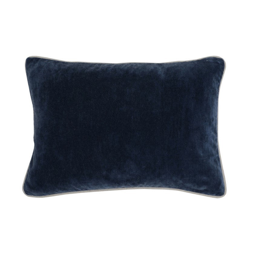 Coussin en velours bleu marine