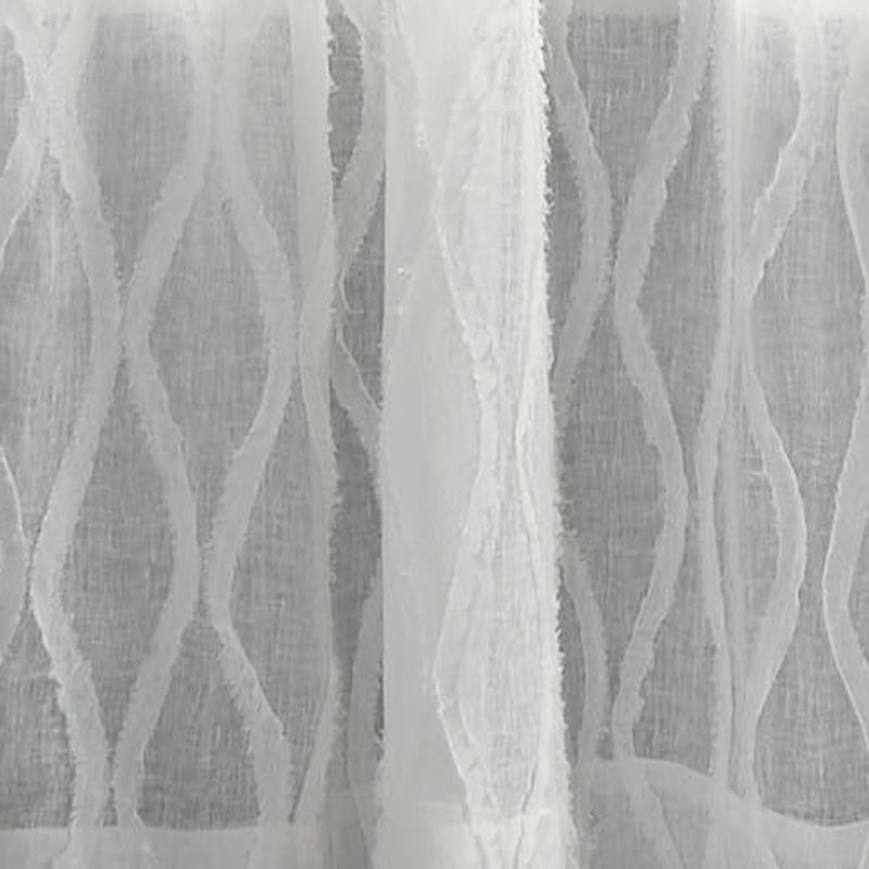 Panneau de draperie effiloché en lin blanc