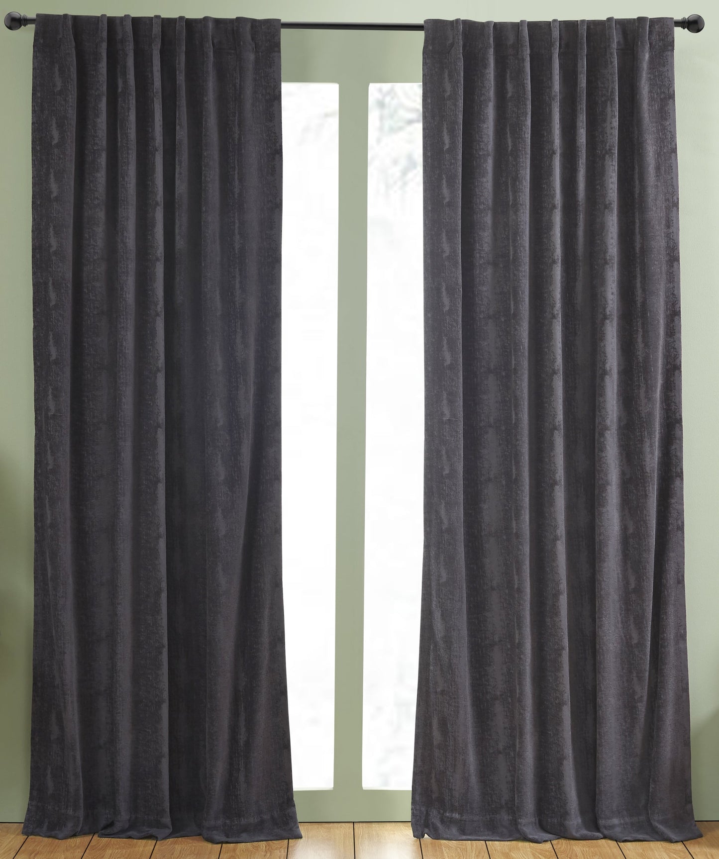 Panneau de draperie en velours écrasé - Noir
