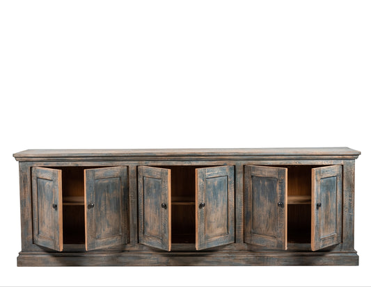 Buffet Mira 6 portes - Bleu antique 