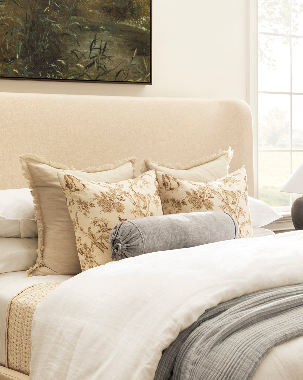 Housse de coussin à franges en soie Abbey