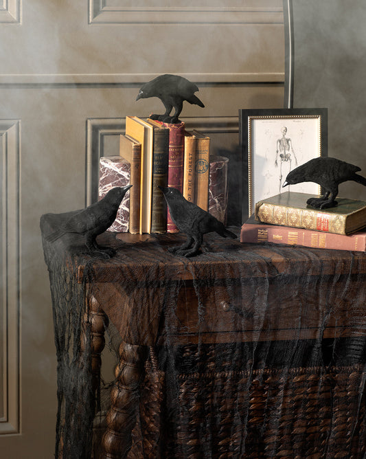 Statues de corbeaux en résine floquée (lot de 2)