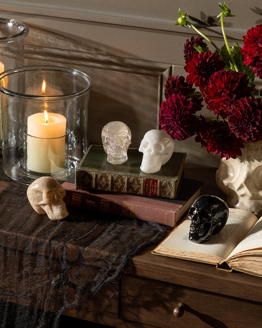 Crânes en résine assortis (coffret de 4)