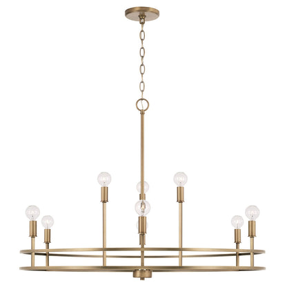 Lustre Fuller à 9 lumières - Laiton vieilli