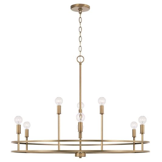 Lustre Fuller à 9 lumières - Laiton vieilli