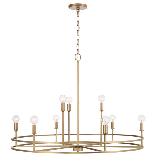 Lustre Fuller à 9 lumières - Laiton vieilli