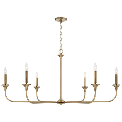 Lustre Presley à 6 lumières - Laiton vieilli