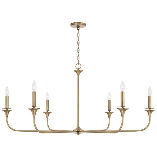 Lustre Presley à 6 lumières - Laiton vieilli
