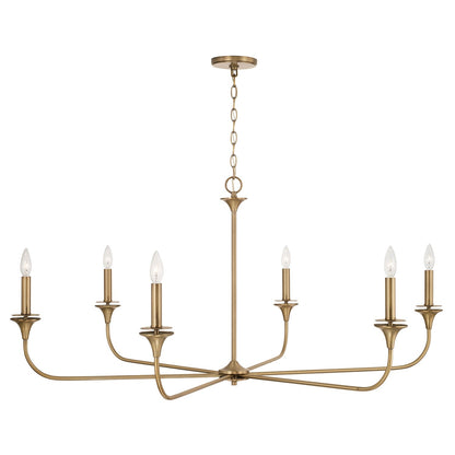 Lustre Presley à 6 lumières - Laiton vieilli