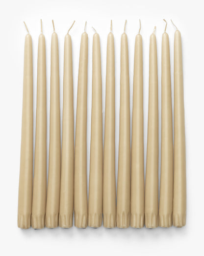 Bougies coniques beiges antiques (lot de 12)