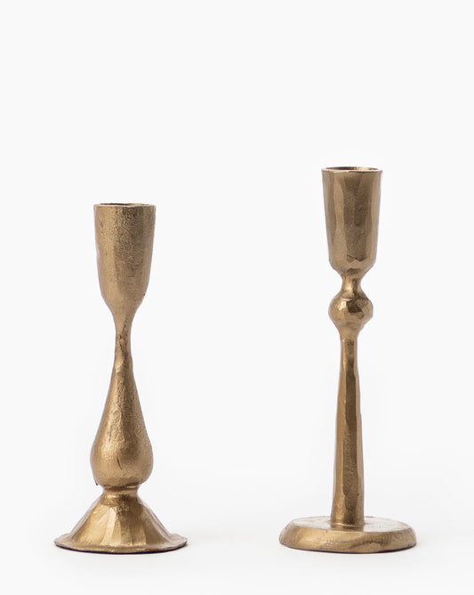 Bougeoir conique en laiton antique