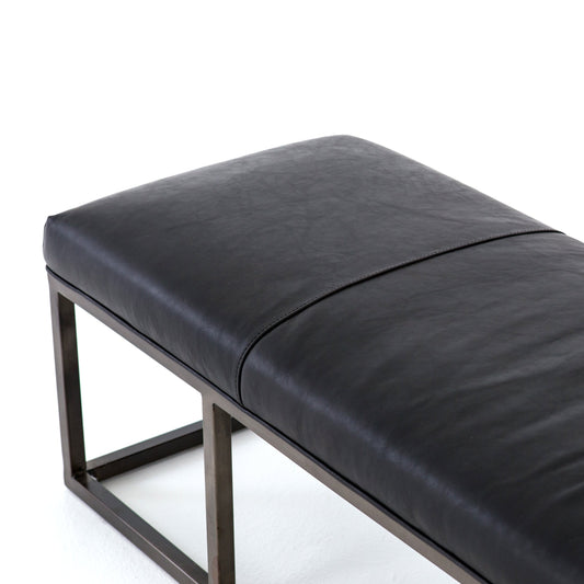 Banc en cuir noir Beaumont