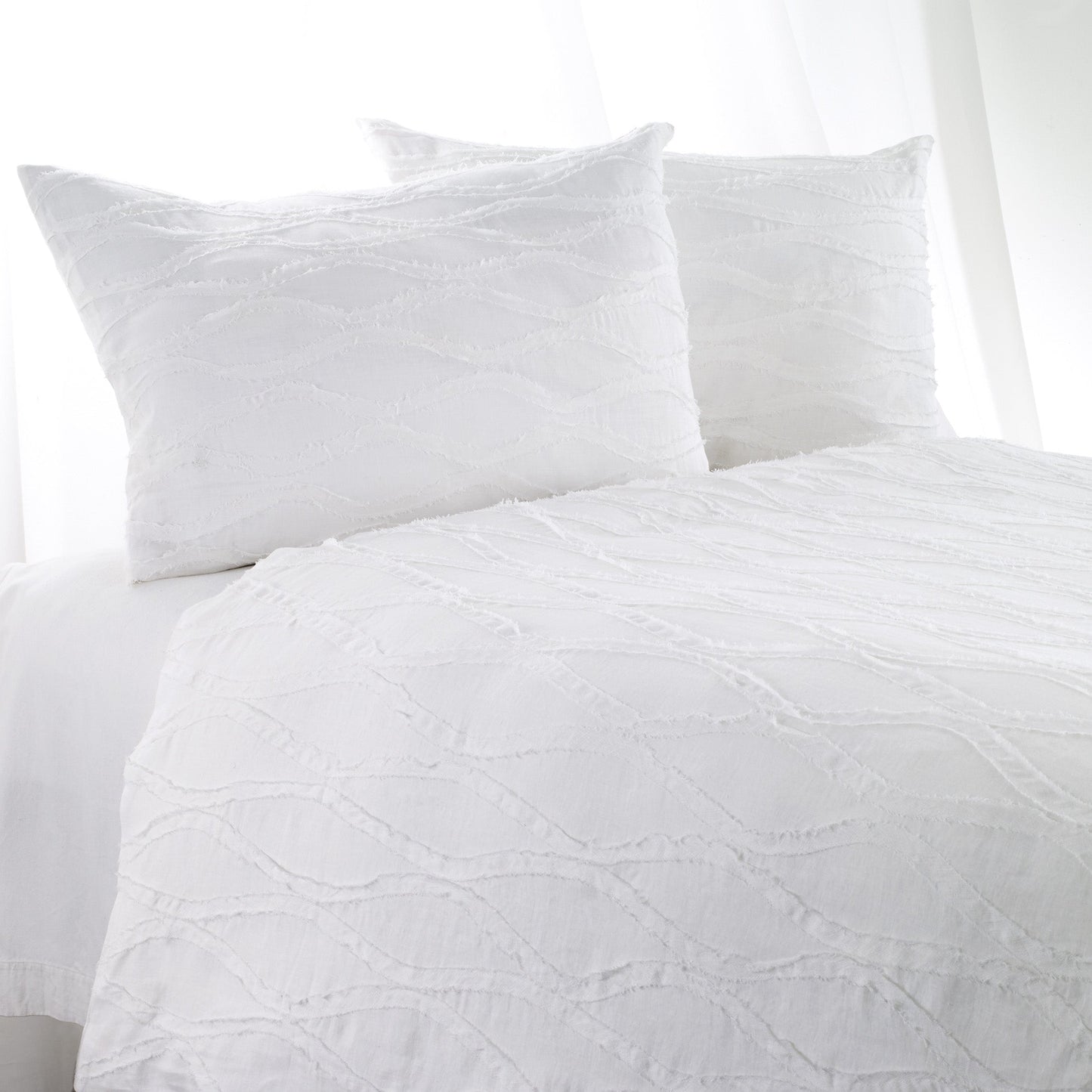 Housse de couette effilochée - Blanche