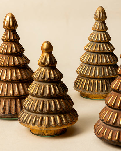 Arbres en verre doré (lot de 2)