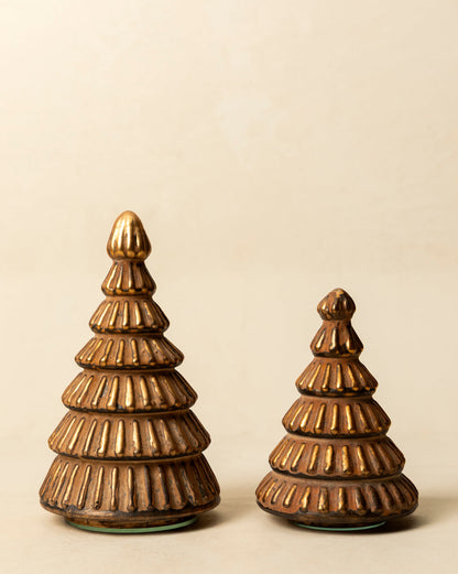 Arbres en verre doré (lot de 2)