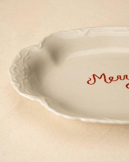 Plat festonné en grès Merry