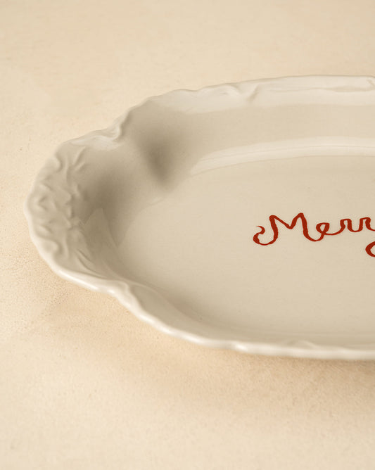 Plat festonné en grès Merry