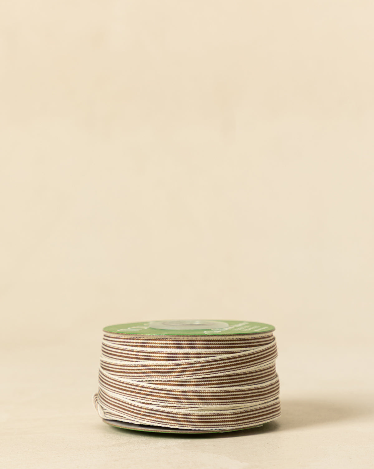 Ruban gros-grain tissé à rayures avoine et marron 3/8