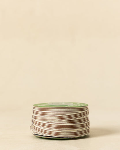 Ruban gros-grain tissé à rayures avoine et marron 3/8