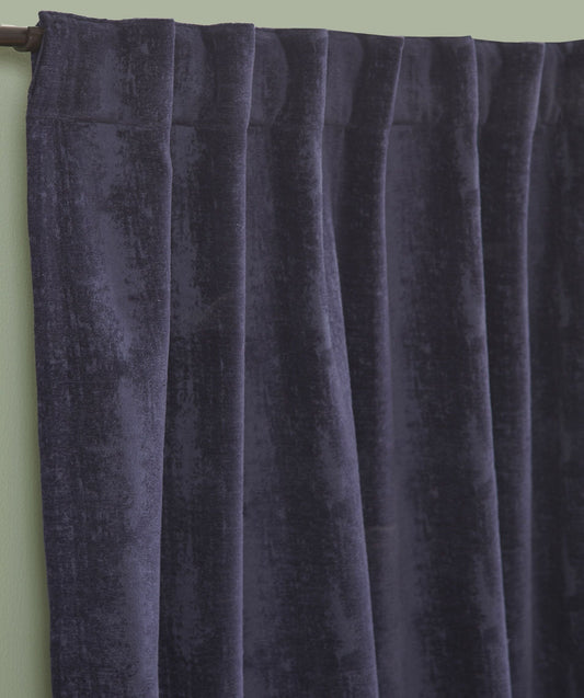 Panneau de draperie en velours écrasé - Bleu marine