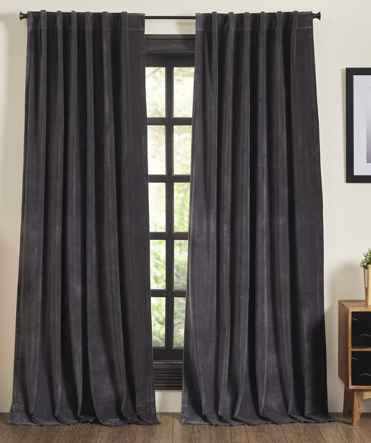 Panneau de draperie en velours Stella - Anthracite
