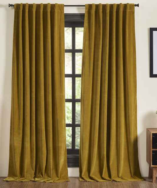 Panneau de draperie en velours Stella - Chartreuse