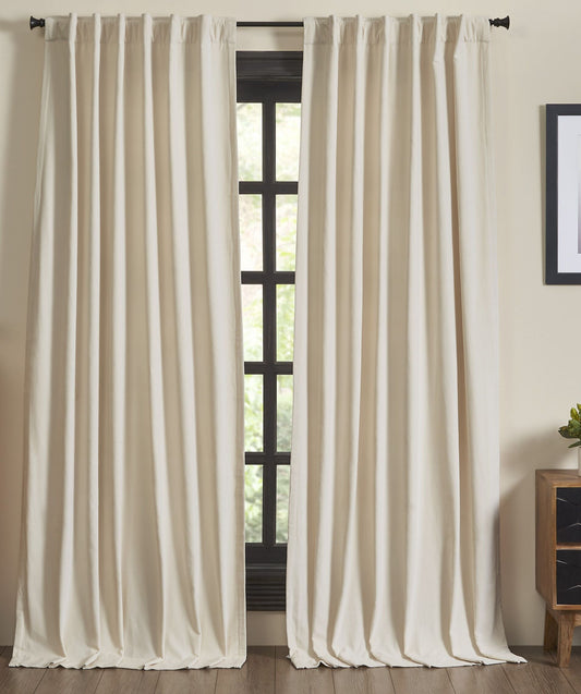 Panneau de draperie en velours Stella - Ivoire