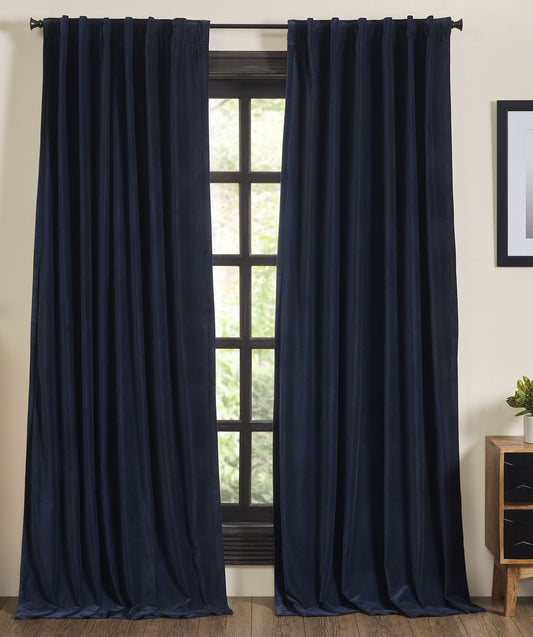Panneau de draperie en velours Stella - Bleu marine