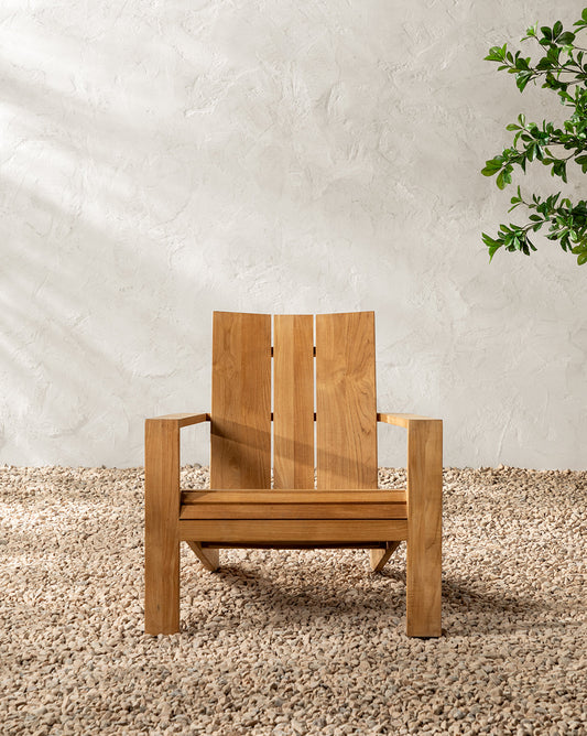 Chaise longue d'extérieur en teck Triby