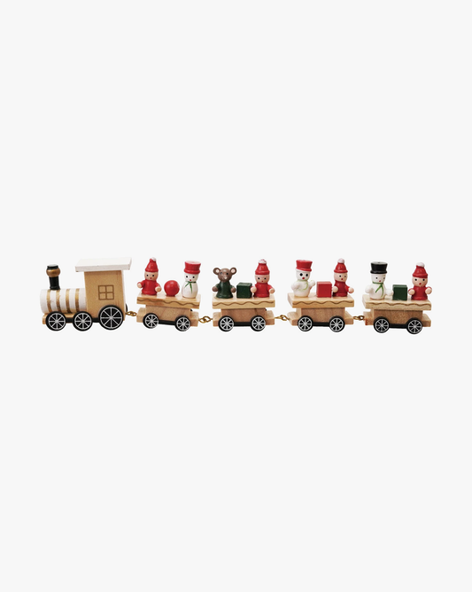 Train en bois avec passagers de vacances (lot de 5)