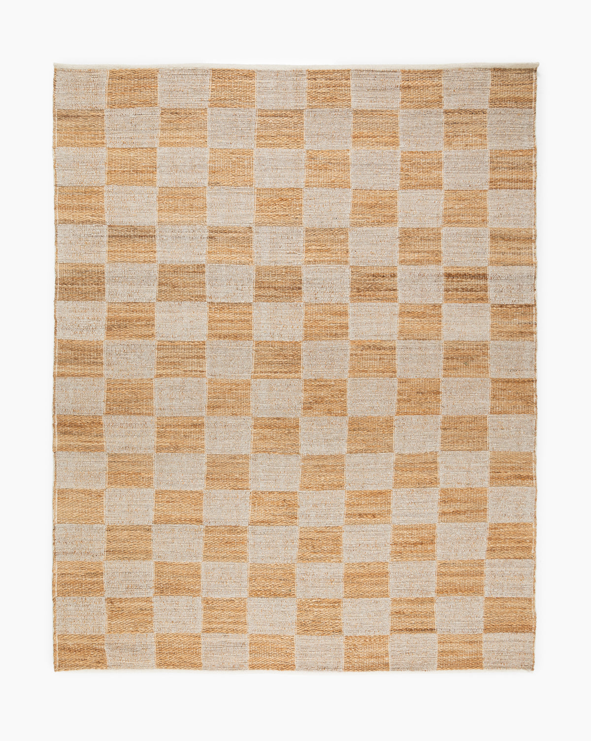 Tapis à carreaux tissé à la main en laine et jute