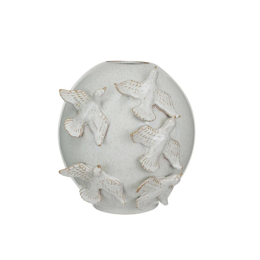 Vase en grès avec oiseaux