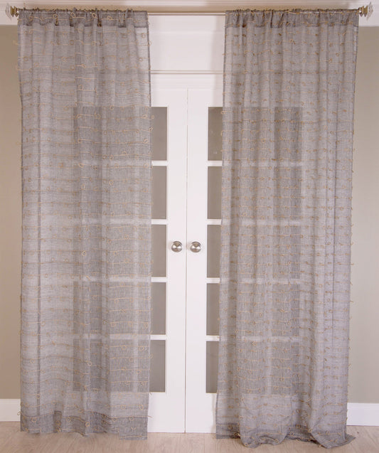 Panneau de draperie en lin et jute - Anthracite