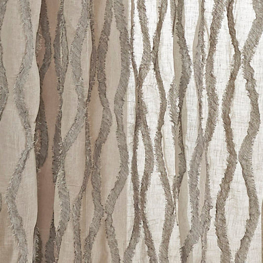 Panneau de draperie effiloché en lin naturel