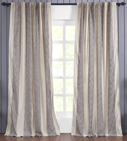 Panneau de draperie Hampton en coton à rayures - Bleu marine