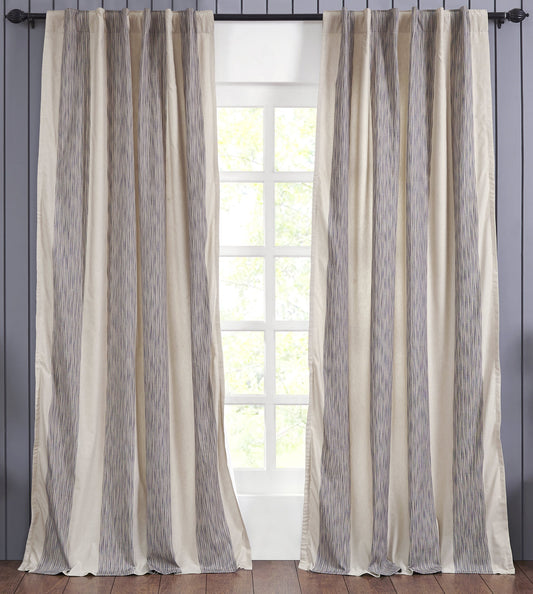 Panneau de draperie Hampton en coton à rayures - Bleu marine