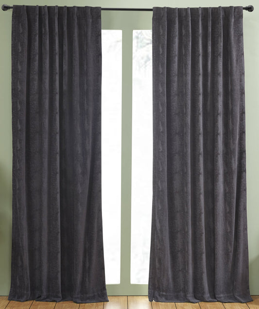 Panneau de draperie en velours écrasé - Noir