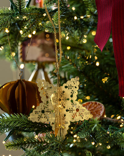 Ornements de flocon de neige en or antique (lot de 4)