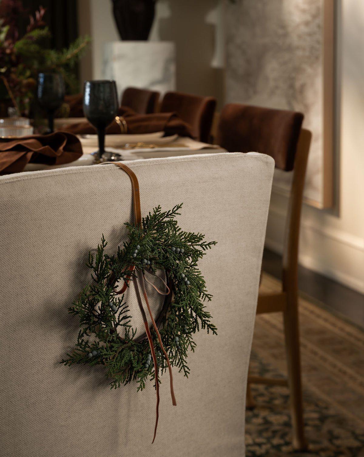 8 couronnes artificielles de myrtilles et de genévriers