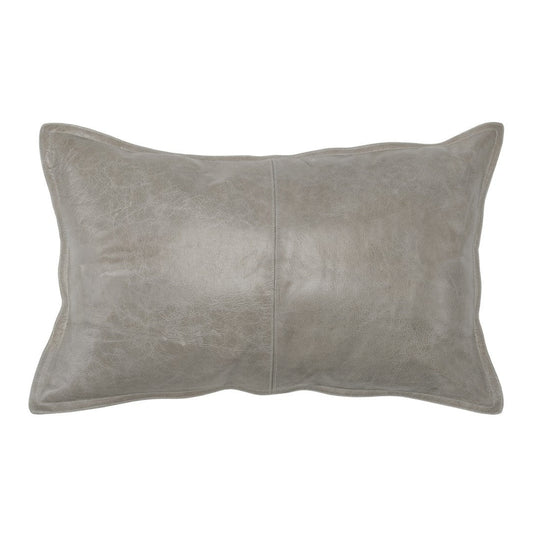 Coussin en cuir gris brochet 14x26 